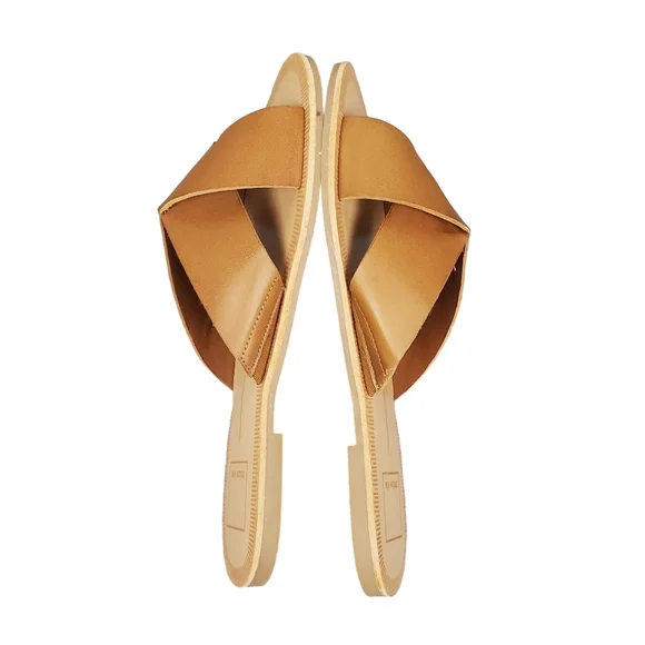 Dolce Vita Womens Chaia Tan Leather Slide Sandals Shoes Size 6 - Picture 3 of 8